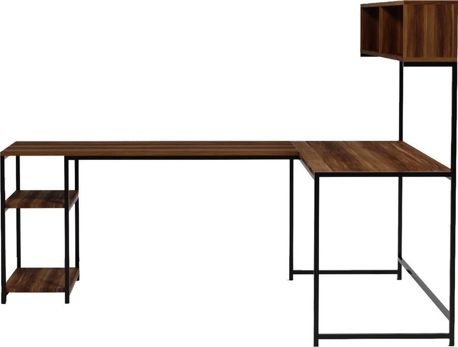 Emob Bureautafel Woody Fashion 200 x 60 x 72 cm Walnootdesign Summer Sale Bruin Melamine; MDF Summer Sale Op voorraad - Foto 2