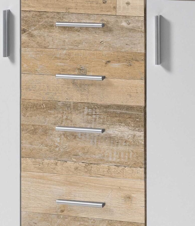 Emob Commode Debby 3 deuren en 2 lades wit eik Bega Consult Woonkamerkasten Wit; Bruin Spaanplaat Woonkamerkasten Op voorraad - Foto 8