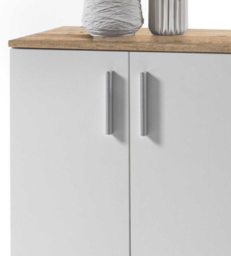 Emob Commode Debby 2 deuren wit beton Woonkamerkasten Wit; Grijs; Betonlook Spaanplaat Woonkamerkasten Op voorraad - Foto 2