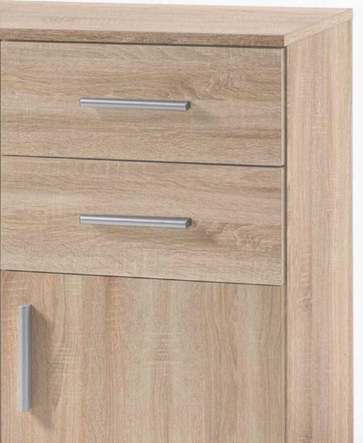 Emob Commode Debby 3 deuren en 2 lades eik Woonkamerkasten Bruin Spaanplaat Woonkamerkasten Op voorraad - Foto 2