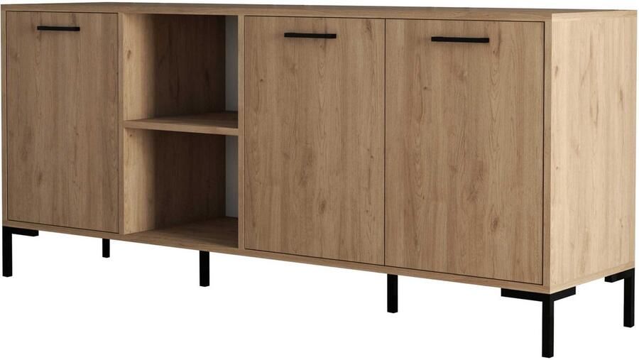 Emob Woody Commode Eik 180cm Metalen poten Woonkamerkasten Bruin Melamine; Spaanplaat Woonkamerkasten Op voorraad