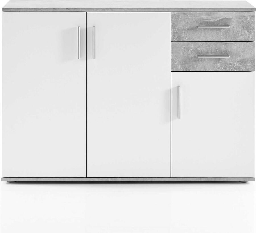 Emob Commode Debby 3 deuren en 2 lades wit eik Bega Consult Woonkamerkasten Wit; Bruin Spaanplaat Woonkamerkasten Op voorraad - Foto 7