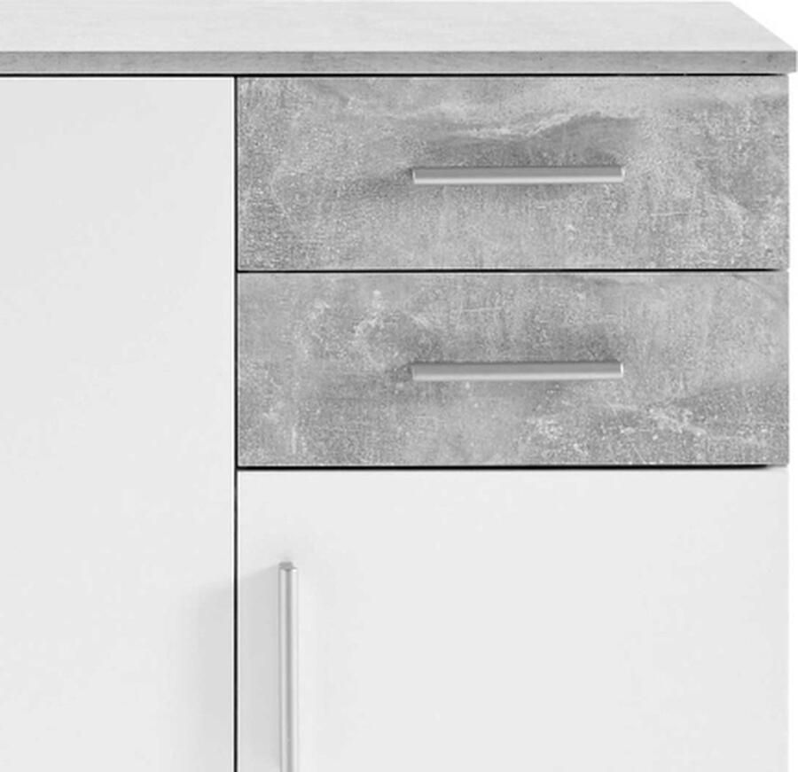 Emob Commode Debby 3 deuren en 2 lades wit eik Bega Consult Woonkamerkasten Wit; Bruin Spaanplaat Woonkamerkasten Op voorraad - Foto 4