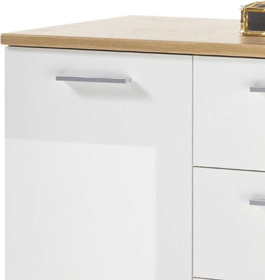 Emob Commode Lobi 1 deur 4 lades glanzend wit hout Woonkamerkasten Wit; Bruin; Hoogglans wit Spaanplaat Woonkamerkasten Op voorraad