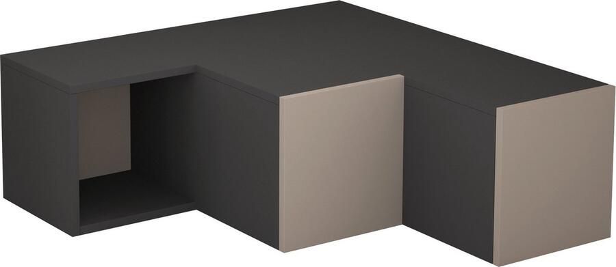 Emob Woody Fashion TV-hoekmeubel Antraciet Lichtbruin 18mm Dik 90x32x92 cm Melamine Gecoat Woonkamerkasten Antraciet Melamine Woonkamerkasten Op voorraad - Foto 2