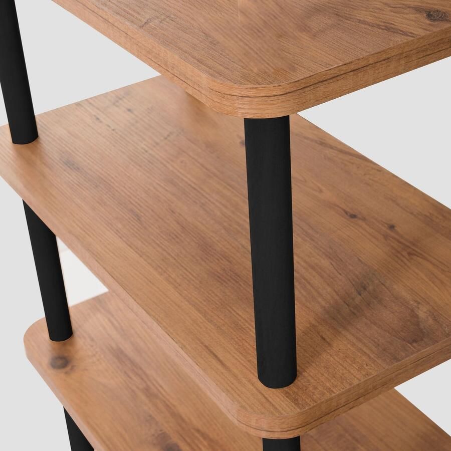 Emob Dora Boekenplank 100% Gemelamineerd 25mm Dikte Haagbeuken Poten 180cm Breedte 74cm Hoogte Zwart Atlantisch Pijnboomhout Woonkamerkasten Bruin Melamine; Spaanplaat Woonkamerkasten Op voorraad