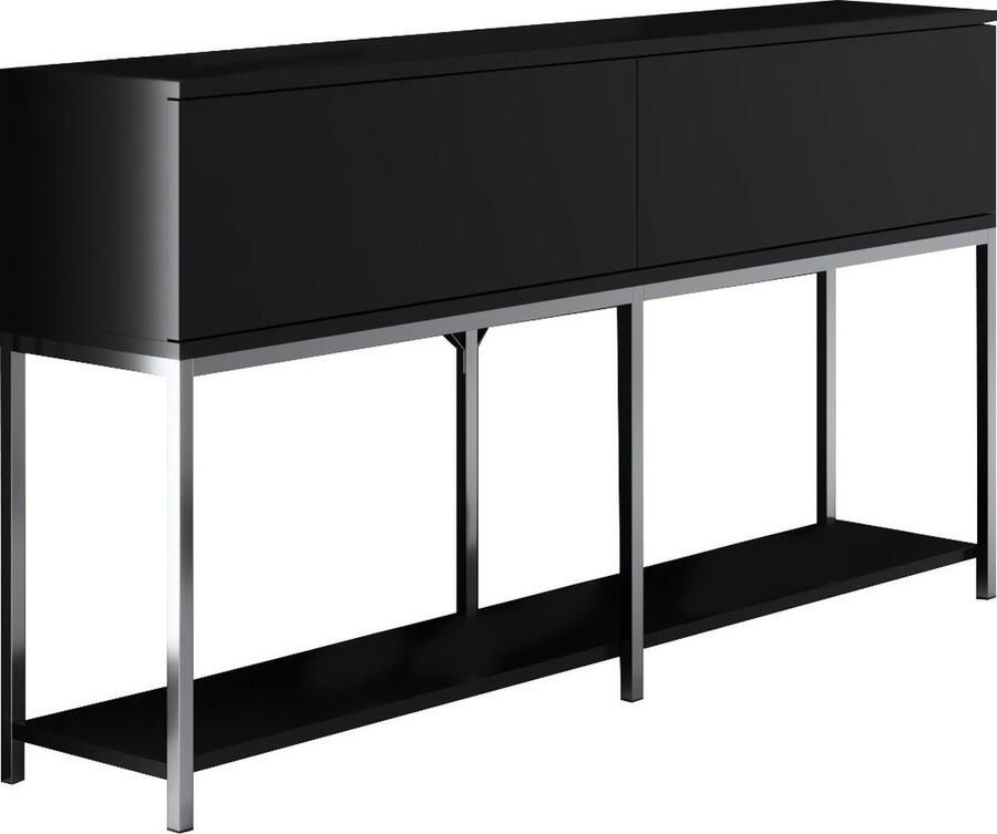 Emob Dressoir Woody Fashion 150 x 30 x 80 cm Black Silver Woonkamerkasten Zwart Melamine; MDF Woonkamerkasten Op voorraad - Foto 2
