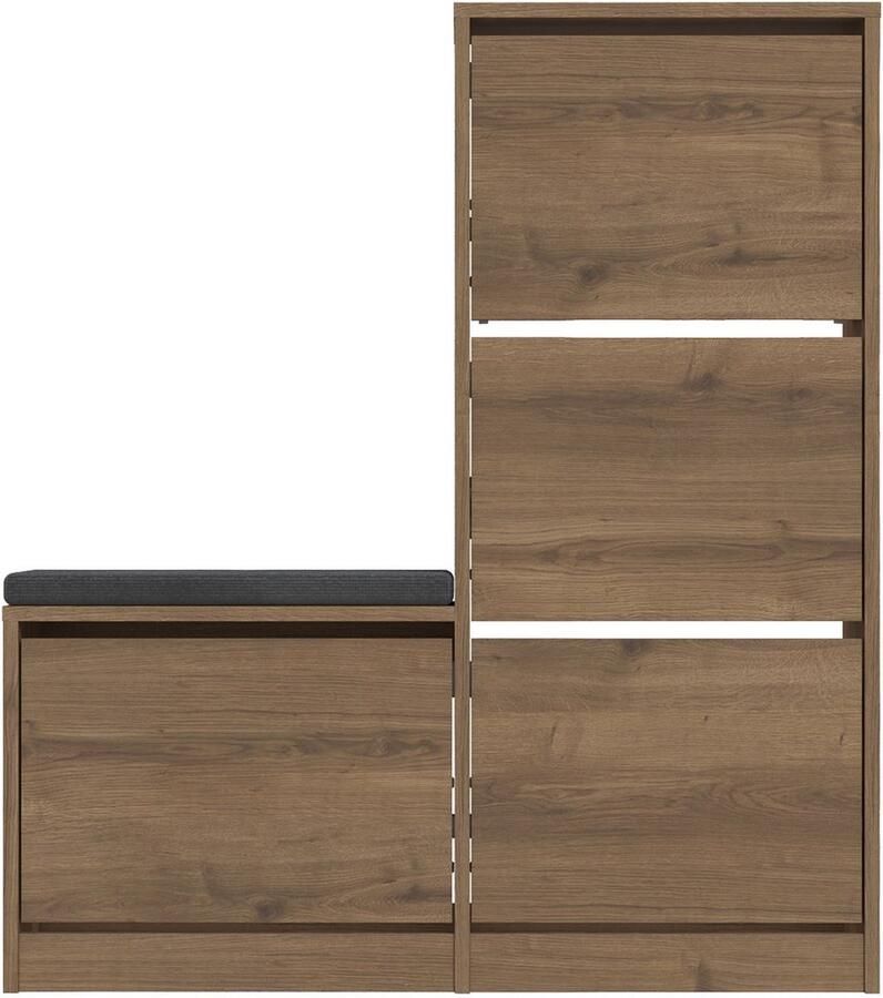 Emob Woody Modieus Schoenenkastje Melamine Gecoat Hitit Schoenenkasten Bruin Melamine; Spaanplaat Schoenenkasten Op voorraad - Foto 2