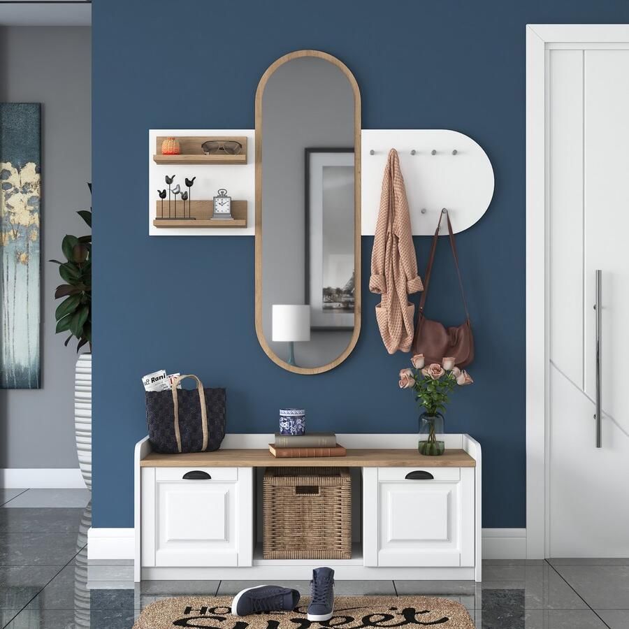 Emob Wren vestiaire Melamine coating 120x45x40 cm Wit walnoot Halkasten Wit Melamine Halkasten Op voorraad