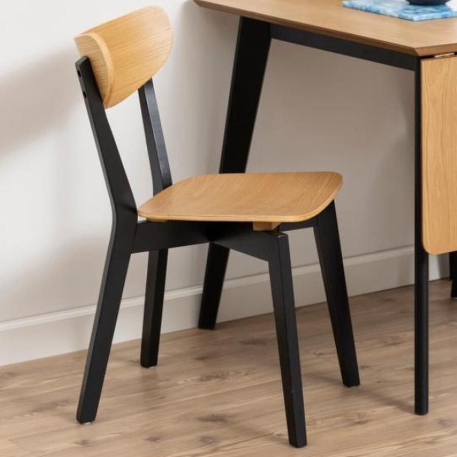 Leen Bakker Eetkamerstoel Roxy hout eiken zwart (2 stuks)