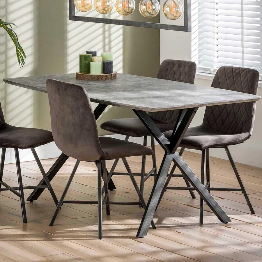 LifestyleFurn Eettafel Lakia Betonlook 3D betonlook grijs (62) - Foto 3
