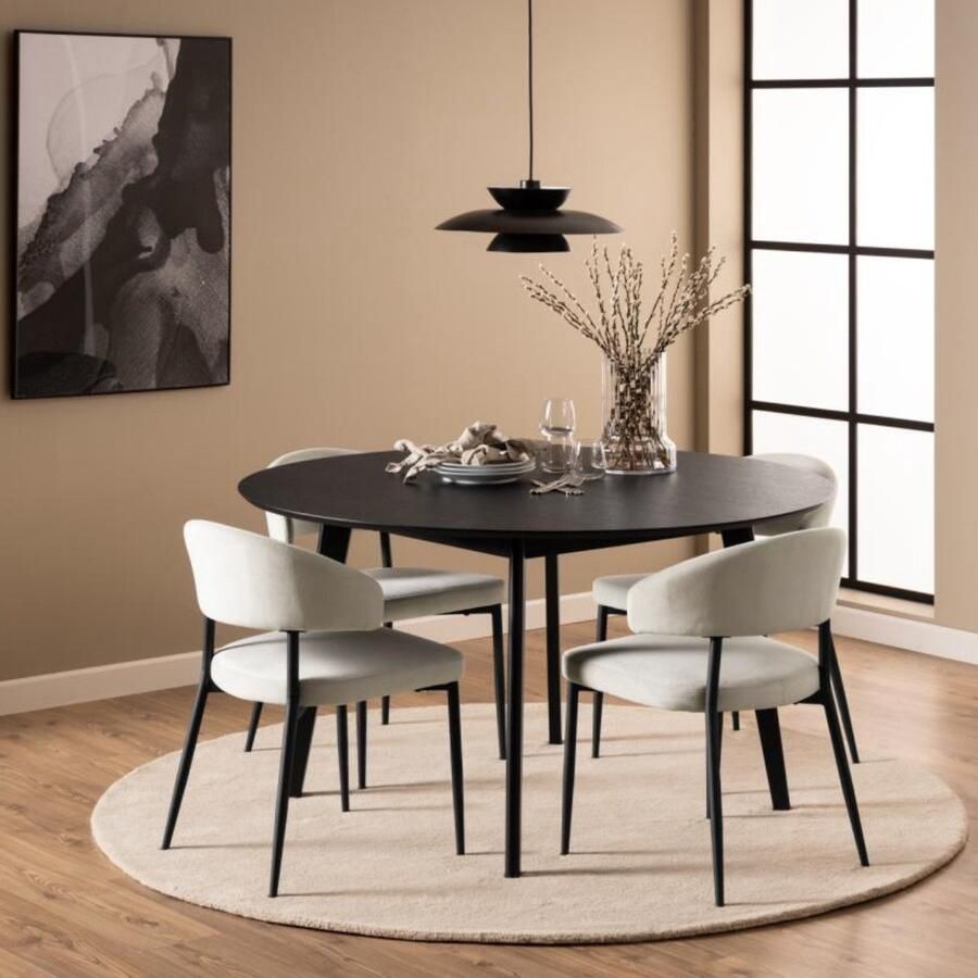 Leen Bakker Eetkamertafel Roxy zwart 76x140 cm