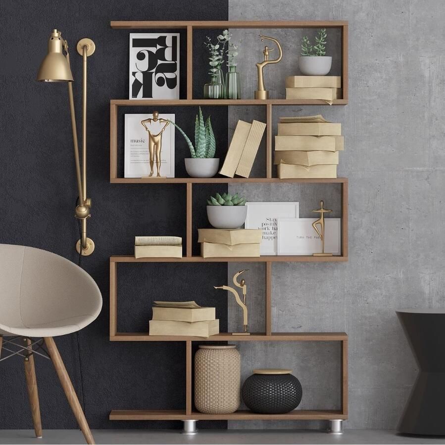 Emob Elegance Boekenplank 100% Melamine 18mm Dik Notenhout Wandbevestiging Open boekenkasten Bruin Melamine Open boekenkasten Op voorraad - Foto 2