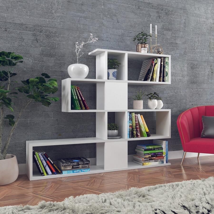 Emob Elegance Boekenplank 100% Melamine Gecoat Wit Wandbevestiging Woonkamerkasten Wit Melamine Woonkamerkasten Op voorraad - Foto 2