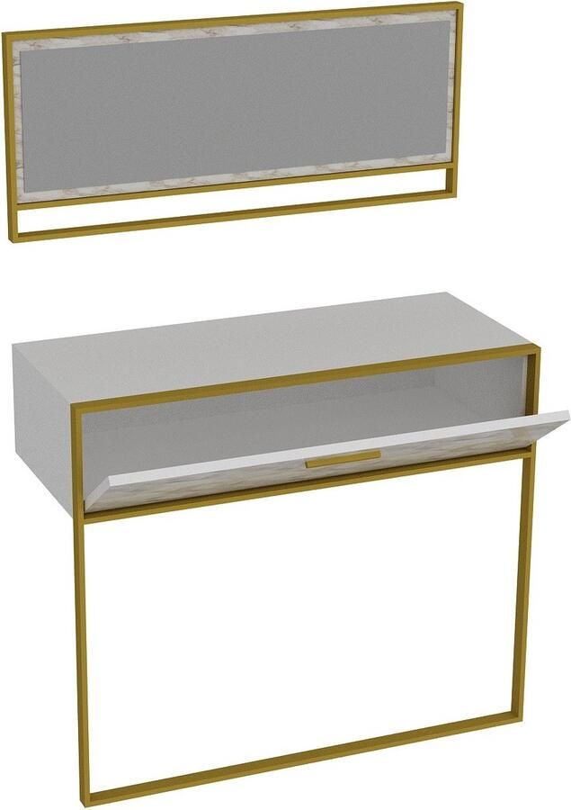 Emob Elegant Gezellig Dressoir 100% Melamine Metalen Poten Marmerpatroon Goudwit Asir Group Summer Sale Wit; Goud Melamine Summer Sale Op voorraad