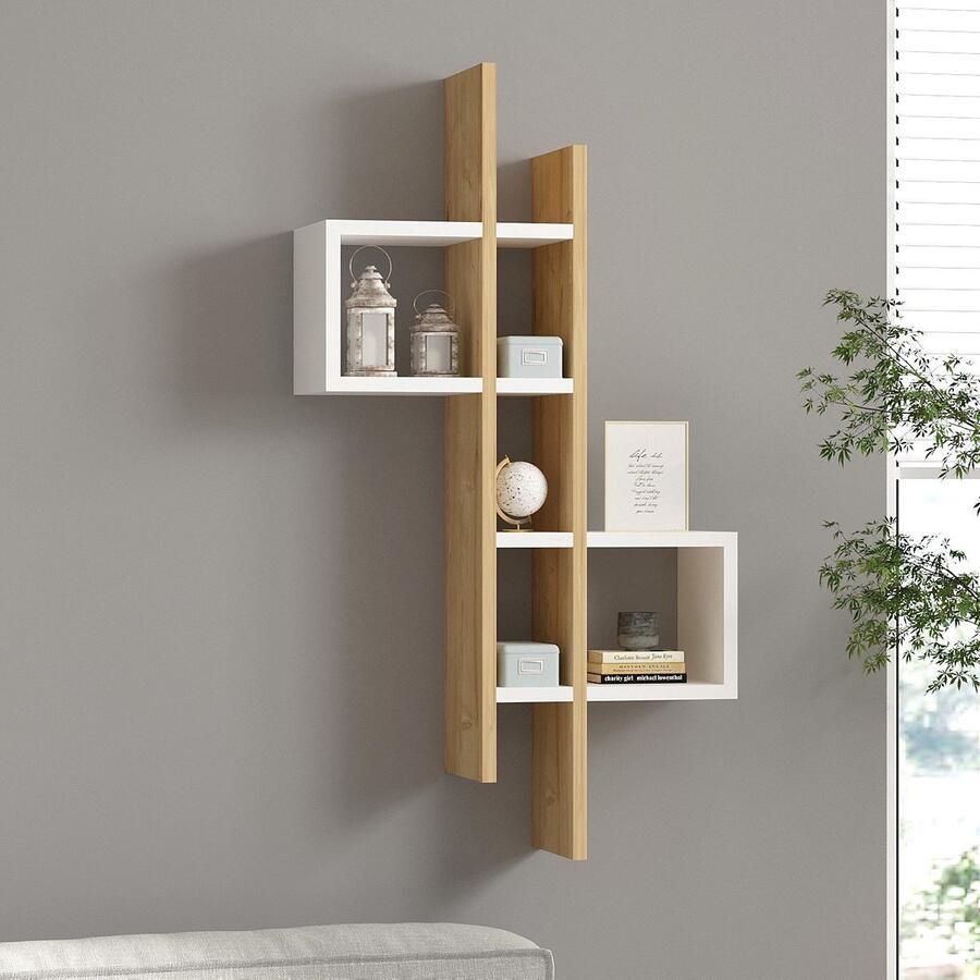 Emob Emse Wandplank 100% MELAMINE Saffier Eiken Wit Asir Group Summer Sale Bruin MDF Summer Sale Op voorraad - Foto 2