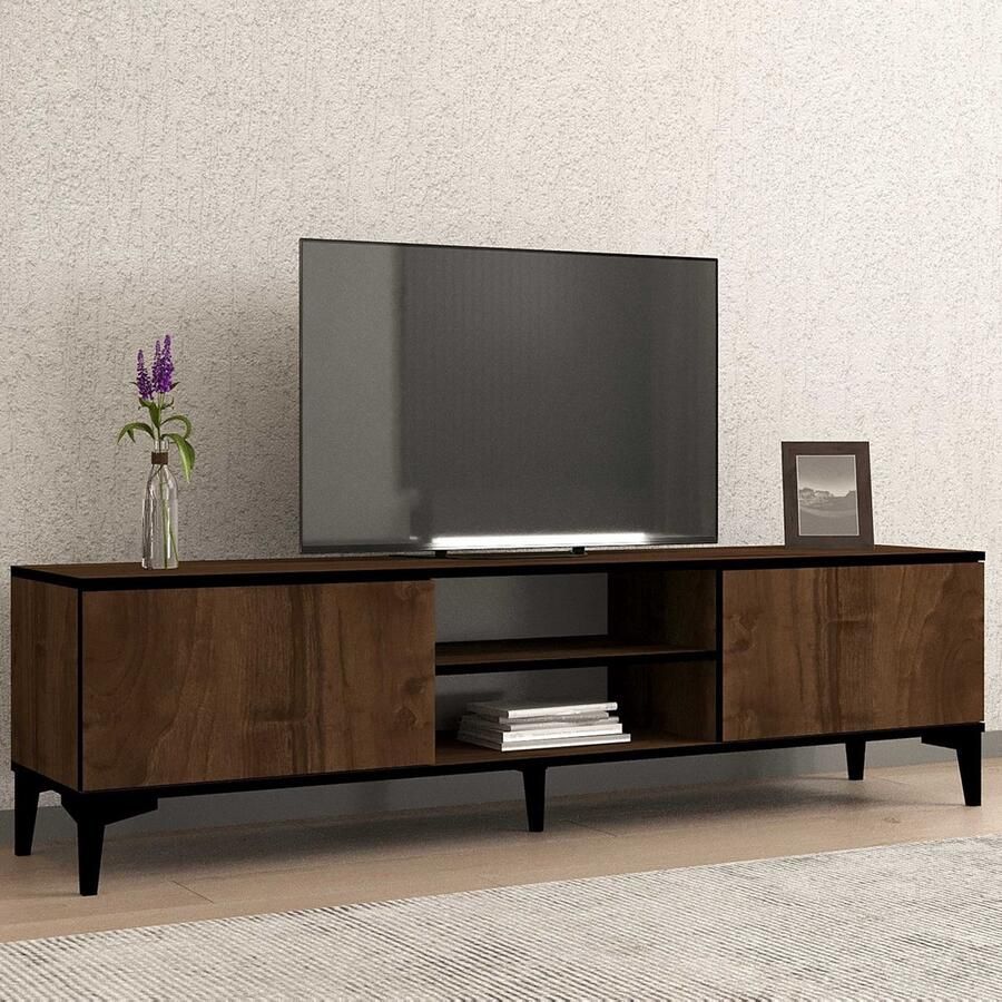 Emob Stijlvol Woody TV-meubel 100% Melamine 18mm Dikte Woonkamerkasten Bruin Spaanplaat Woonkamerkasten Op voorraad