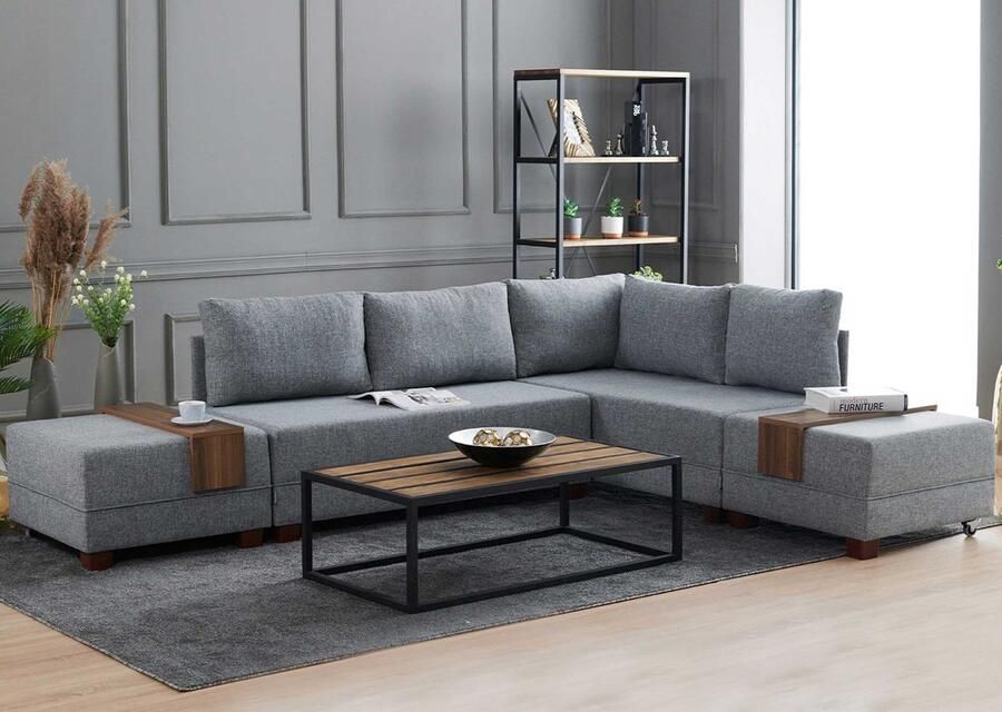 Emob Hoekzetel Balcab Home 210 x 280 x 70 cm Grijs Zitmeubelen Grijs Schuim; Kunststof; Polyester; Spaanplaat Zitmeubelen Op voorraad