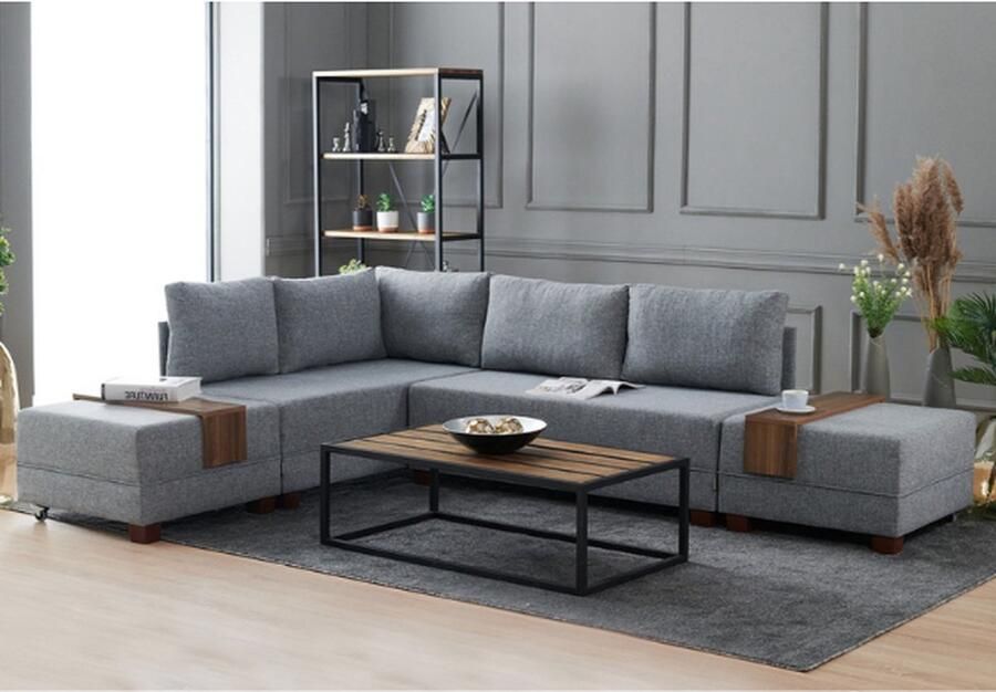 Emob Hoezetel Filoe 210 x 280 x 70 cm Lichtgrijs Kleine hoekzetels Grijs Schuim; Kunststof; Polyester; Spaanplaat Kleine hoekzetels Op voorraad