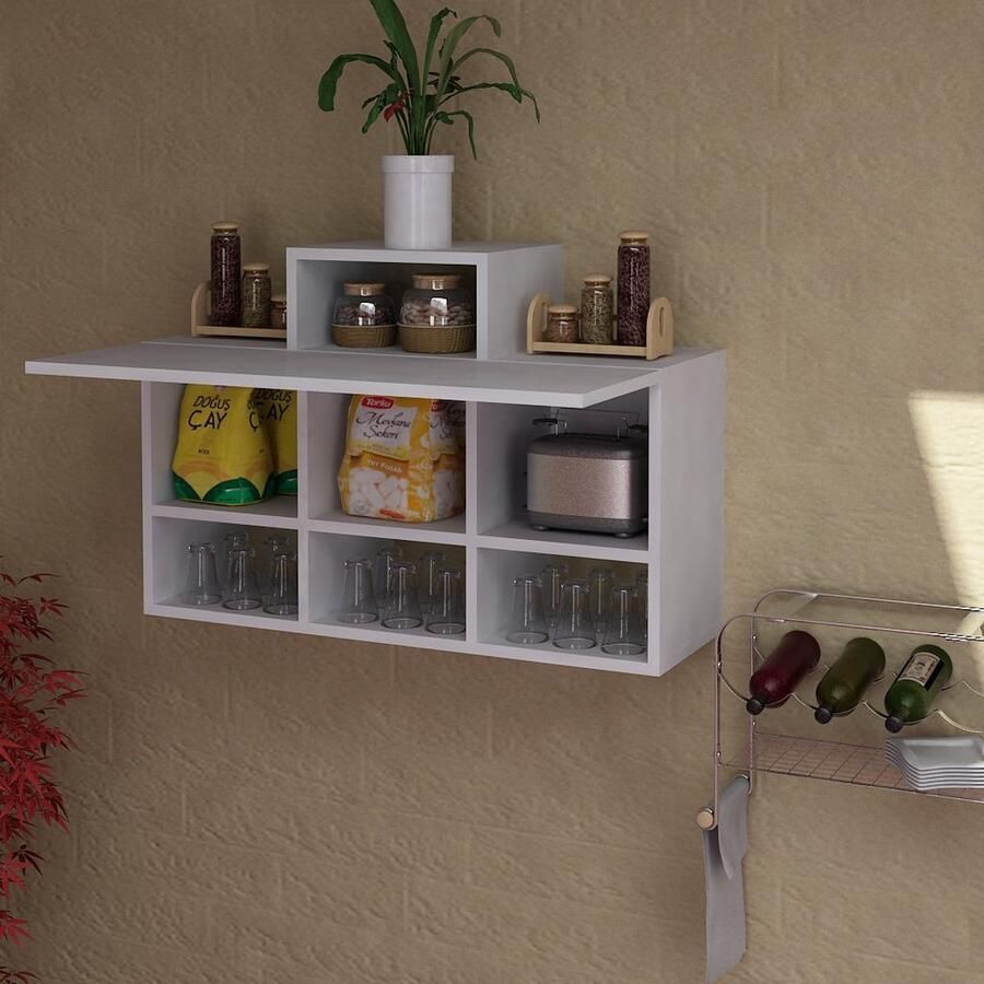 Emob Furny Home Wandkast 18mm Dik 90x61x29cm Wit Kasten outlet Wit Spaanplaat Kasten outlet Op voorraad - Foto 2