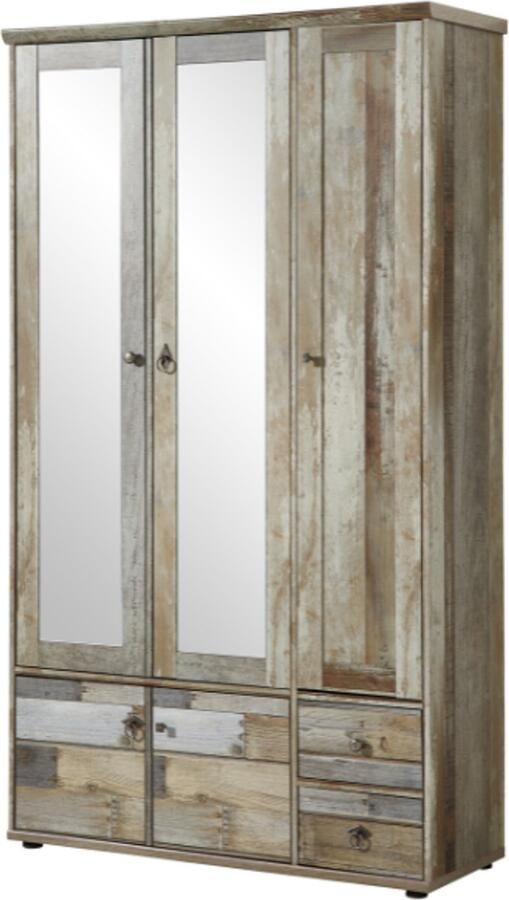 Emob Garderobekast Clem 109cm met 5 deuren & 2 lades driftwood - Foto 2