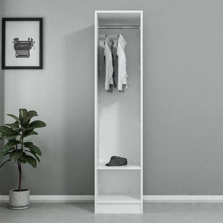 Emob Garderobekast Woody Fashion 45 x 52 x 190 cm Draaideur niet inbegrepen Slaapkamerkasten Wit Melamine; Spaanplaat Slaapkamerkasten Op voorraad