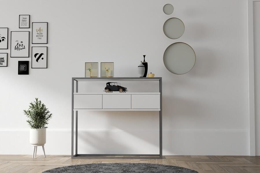 Emob Sidetable Woody Fashion 100 x 29 x 90 Wit Summer Sale Wit MDF Summer Sale Op voorraad