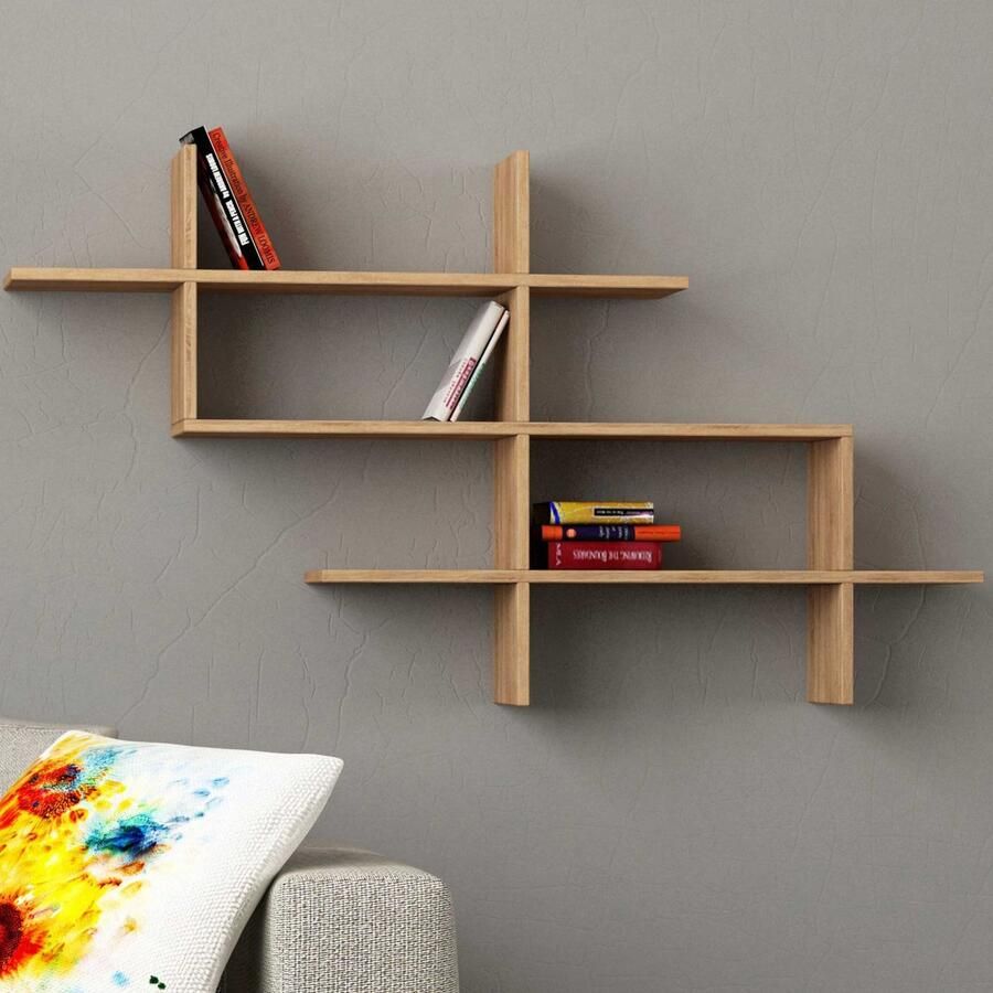 Emob Halic Boekenplank 100% MELAMINE Eiken Asir Group Kasten outlet Bruin Melamine Kasten outlet Op voorraad - Foto 2