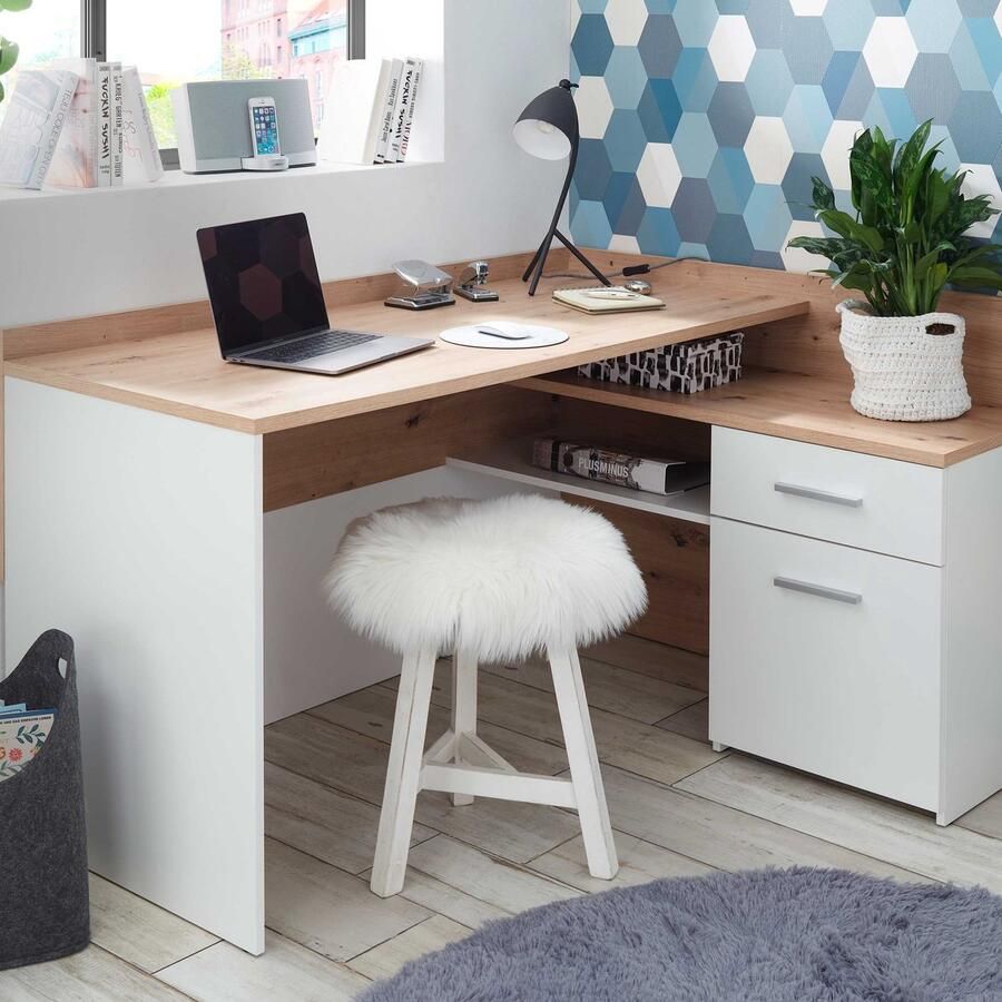 Emob Hoekbureau Morkov eik wit Bega Consult Back to School Wit; Bruin Spaanplaat Back to School Op voorraad