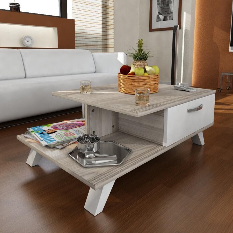 Emob Houten Kunst Salontafel 100% Melamine 18mm Dikte Cordoba Wit Salontafels outlet Wit; Bruin Melamine Salontafels outlet Op voorraad - Foto 2