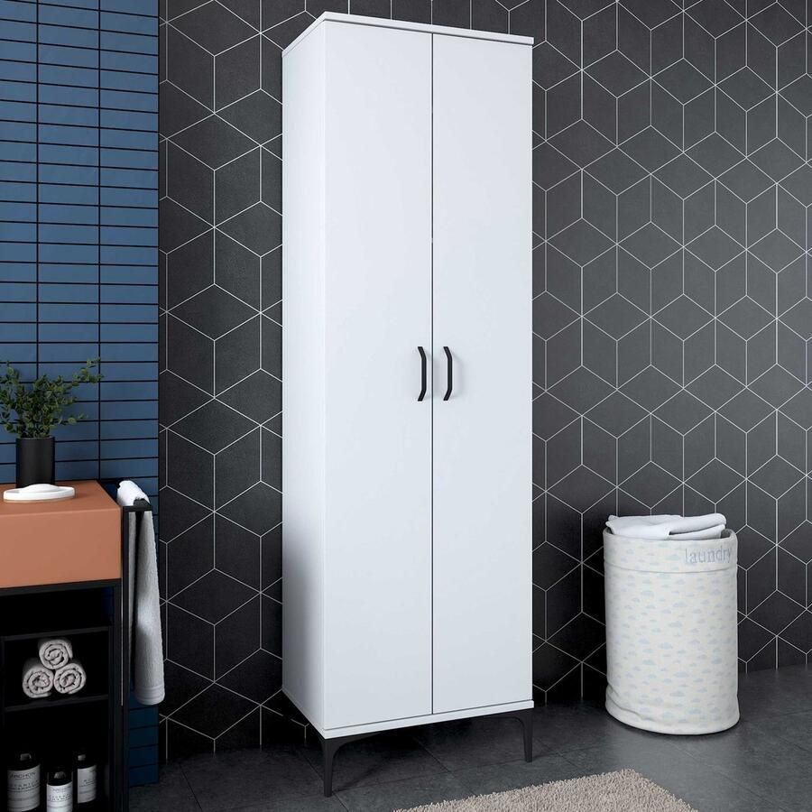 Emob Multifunctionele kast Woody Fashion 60 x 40 x 199 cm Wit Kasten met legplanken Wit Melamine; MDF Kasten met legplanken Op voorraad