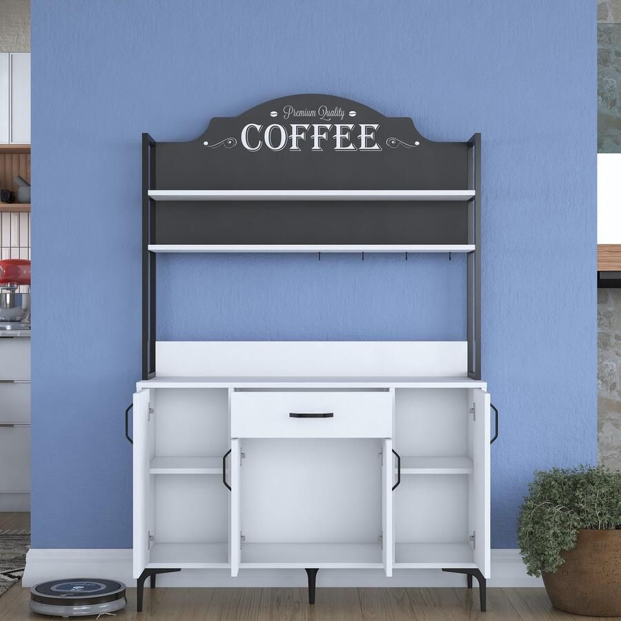 Emob Multifunctionele kast Woody Fashion 120 x 40 x 184 cm Wit Voorraadkasten Wit MDF Voorraadkasten Op voorraad - Foto 3