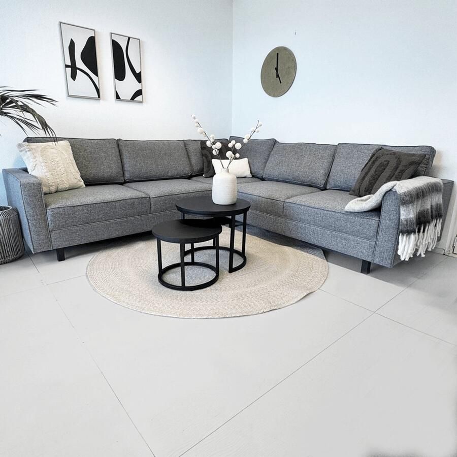 Emob Hoekzetel Balcab Home 258 x 258 x 83 cm Grijs Kleine hoekzetels Grijs Polyester Kleine hoekzetels Op voorraad