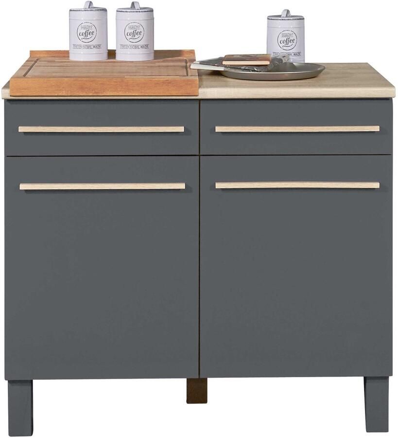 Emob Keukenkast Bilberry 100 x 60 x 90 cm Grijs Onderkasten Grijs MDF Onderkasten Op voorraad