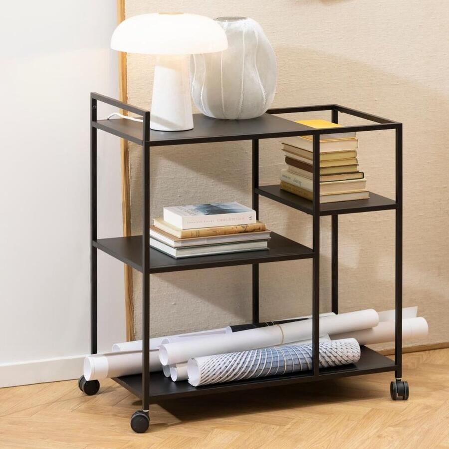 Emob Keukentrolley Nebas 78cm zwart Metalen kasten Zwart Metaal Metalen kasten Op voorraad - Foto 2