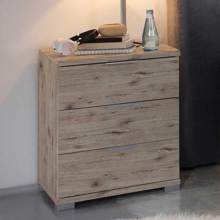 Emob Ladekast Universal 46 x 42 x 61 cm Sand Oak-design Slaapkamerkasten Beige MDF Slaapkamerkasten Op voorraad