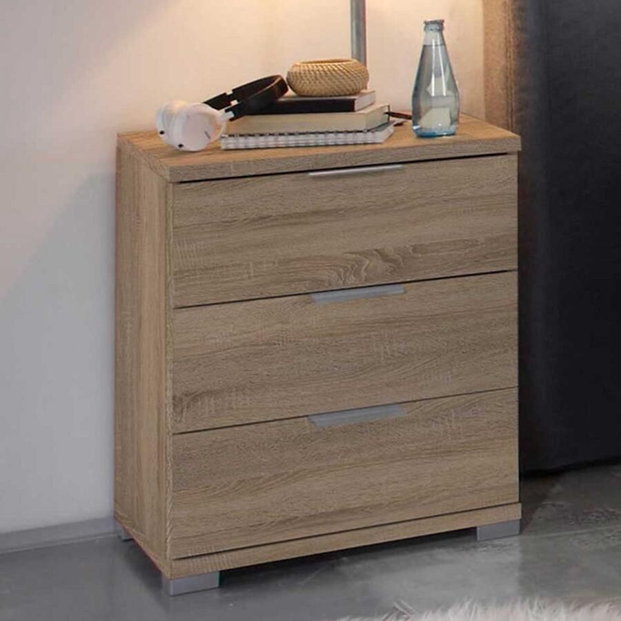 Emob Ladekast Universal 46 x 42 x 61 cm Sonoma Oak-design Slaapkamerkasten Beige MDF Slaapkamerkasten Op voorraad