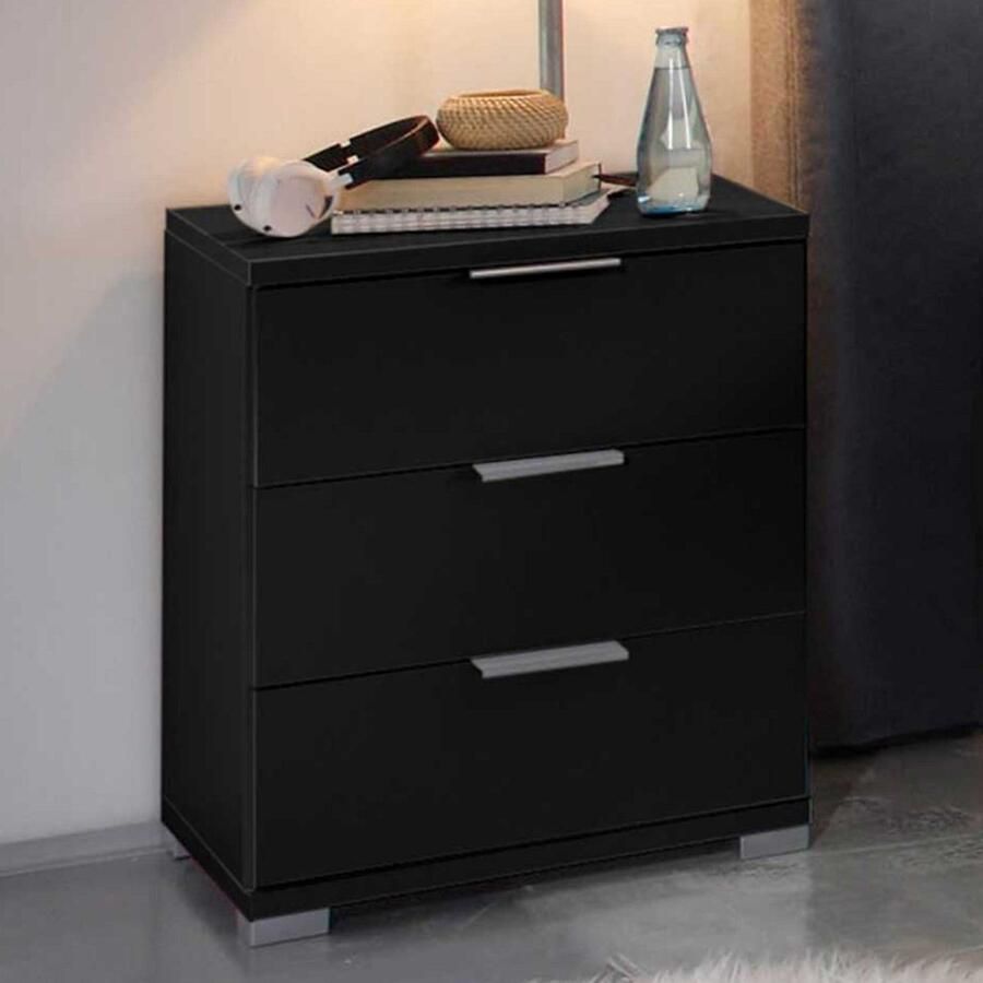 Emob Ladekast Universal 46 x 42 x 61 cm Zwart Slaapkamerkasten Zwart MDF Slaapkamerkasten Op voorraad