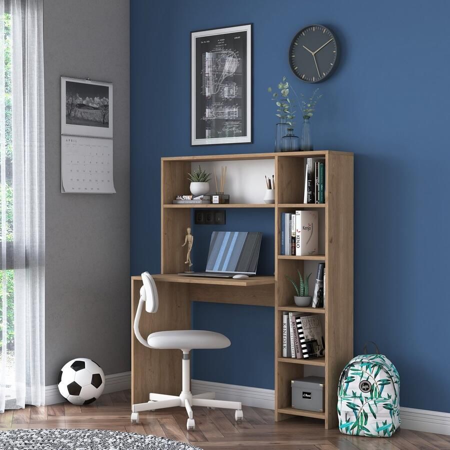 Emob HA14 Bureau 100% MELAMINE Eiken Asir Group Back to School Bruin Spaanplaat Back to School Op voorraad - Foto 3