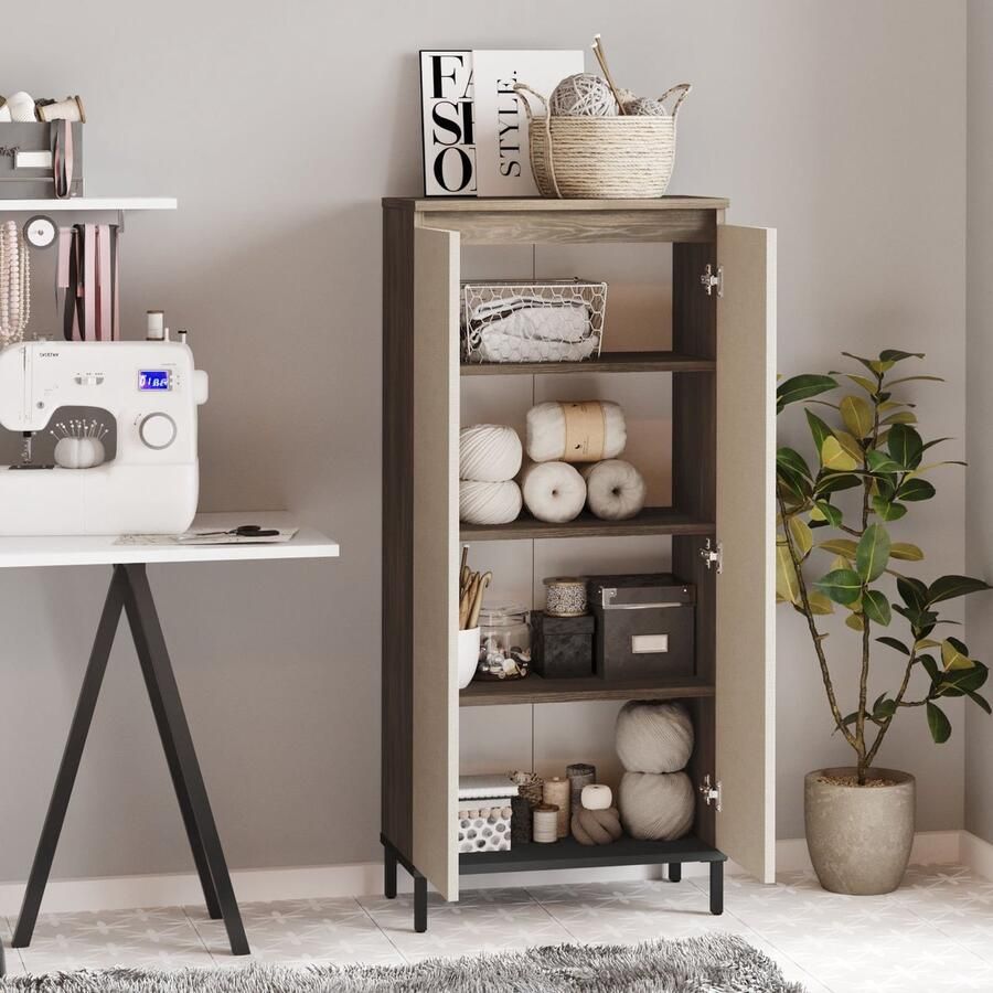 Emob Locelso multifunctionele kast 60cm bruin antraciet Opbergkasten outlet Bruin; Antraciet Metaal; Spaanplaat Opbergkasten outlet Op voorraad - Foto 2