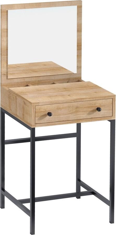 Emob Mary make-up tafel Melamine coating Metalen poten Eiken Zwart Summer Sale Bruin Melamine Summer Sale Op voorraad - Foto 2