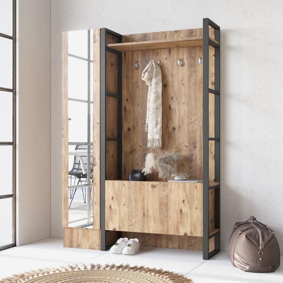 Emob Locelso vestiaire 100% Melamine Gecoat Metalen Frame Halkasten Bruin Melamine; Spaanplaat Halkasten Op voorraad