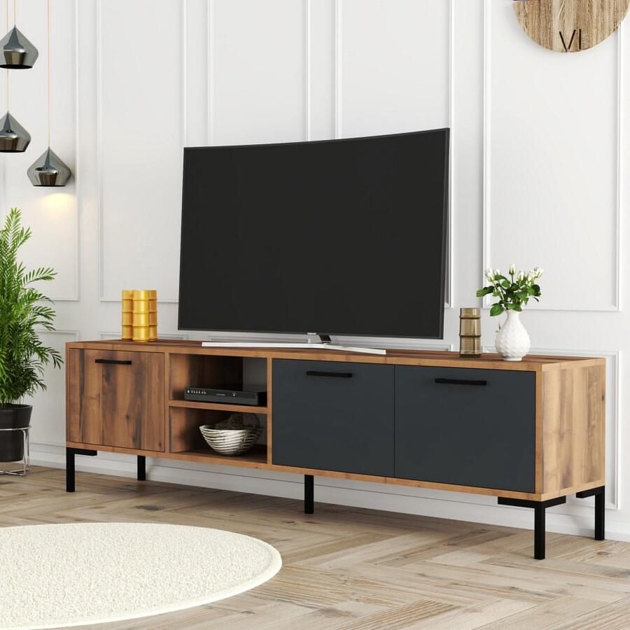 Emob Modern TV-meubel Woody Fashion Notelaar Antraciet
