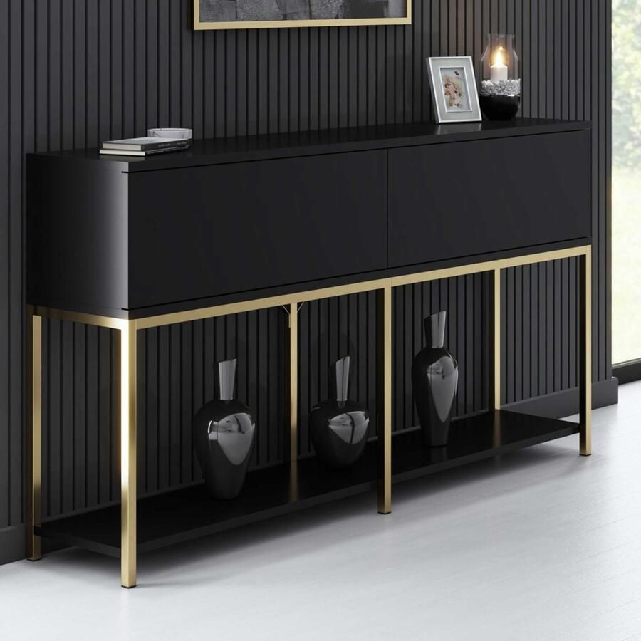 Emob Moderne consoletafel Woody Fashion Woonkamerkasten Zwart Melamine; MDF Woonkamerkasten Op voorraad