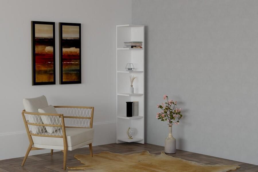 Emob Moderne witte boekenplank Woody Fashion 100% gemelamineerd spaanplaat Woonkamerkasten Wit MDF Woonkamerkasten Op voorraad - Foto 2