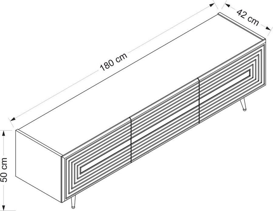 Emob Modieus Woody TV-meubel Antraciet Goud Woonkamerkasten Antraciet Melamine; Spaanplaat Woonkamerkasten Op voorraad