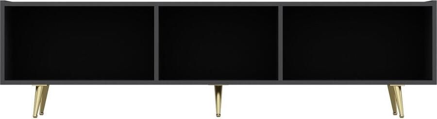 Emob Modieus Woody TV-meubel Antraciet Goud Woonkamerkasten Antraciet Melamine; Spaanplaat Woonkamerkasten Op voorraad - Foto 3