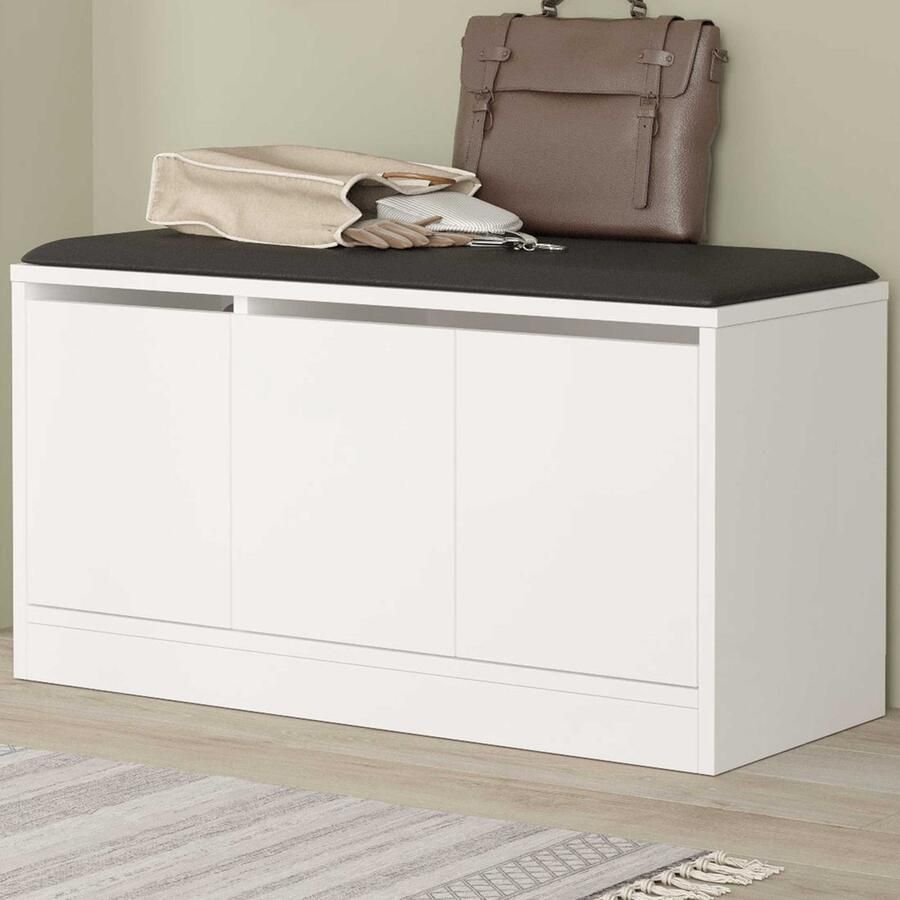 Asir Group MR2 Schoenenkast 100% MELAMINE Wit Zitmeubelen Wit; Zwart Melamine Zitmeubelen - Foto 2