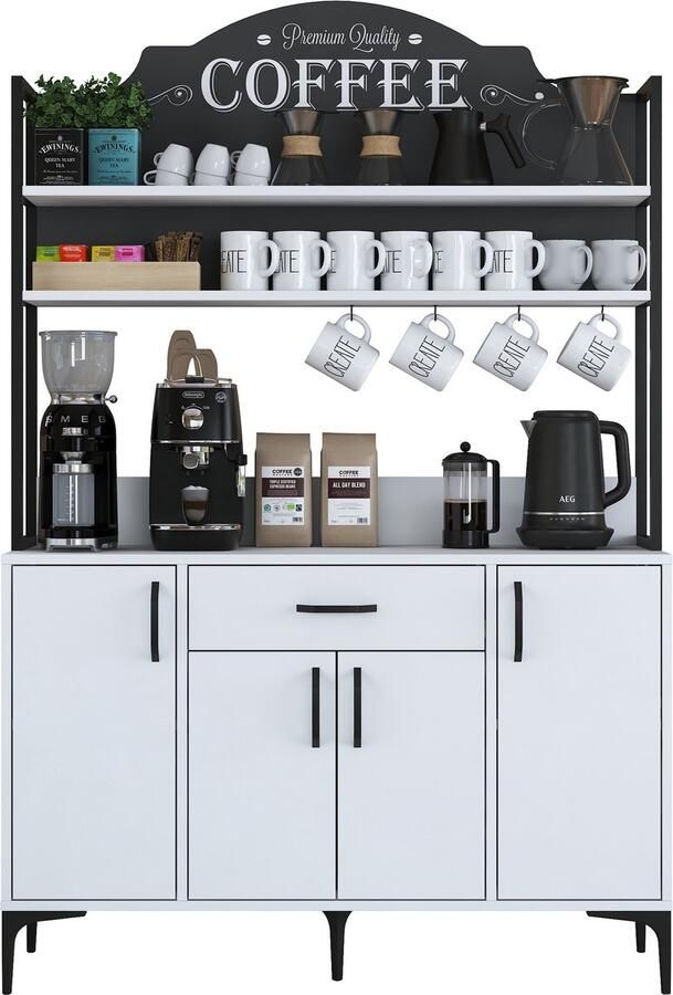 Emob Multifunctionele kast Woody Fashion 120 x 40 x 184 cm Wit Voorraadkasten Wit MDF Voorraadkasten Op voorraad - Foto 3