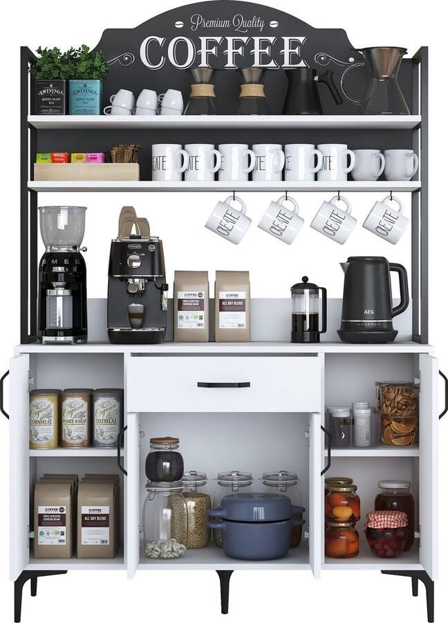 Emob Multifunctionele kast Woody Fashion 120 x 40 x 184 cm Wit Voorraadkasten Wit MDF Voorraadkasten Op voorraad - Foto 2